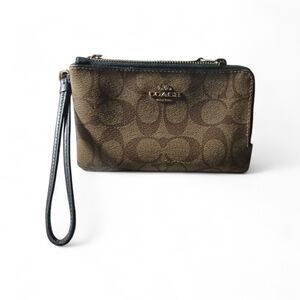 Coach Brown And Tan Signature Wristlet